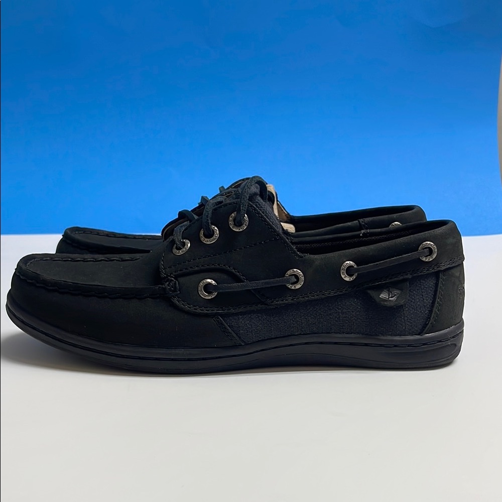 Sperry Black Leather Women's Boat Shoes